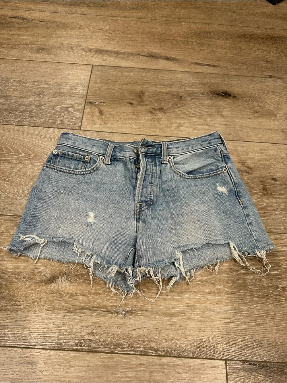 Free People/We The Free Women's Light Blue Distressed Denim Cutoff Shorts